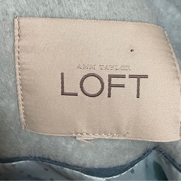 Ann Taylor Loft Funnel Neck Mint Blue Wool Blend Coat L Chic Lined Winter Jacket - Picture 8 of 9